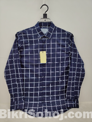 Pure Cotton full Sleeve Check & Print Shirt